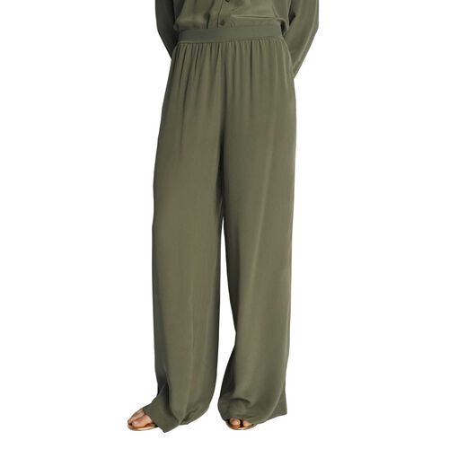 Veronika Maine Silk Rib Waist Wide Leg Pant